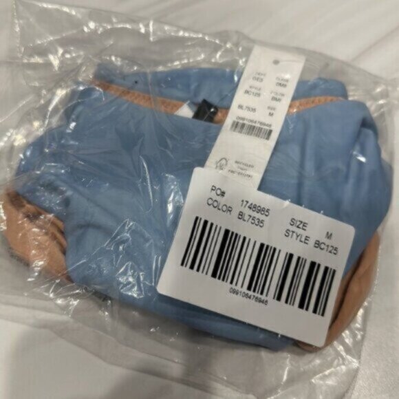 NWT J.Crew Blue Curved Waist Cheeky Swim Hipster Bikini Bottom Size Medium - Picture 3 of 5